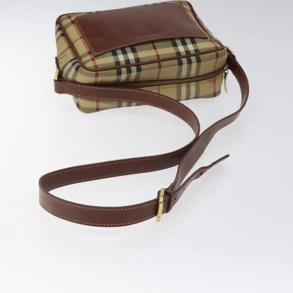 BURBERRY Nova Check Shoulder Bag PVC Beige Gold Auth - Picture 6 of 16